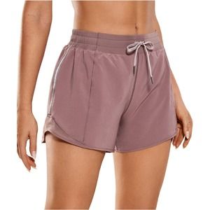 Athletic Mid Waist Mesh Liner Shorts with Zip Pocket, 2.5"/4" (Size XS)